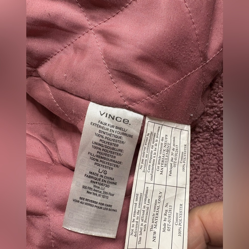 GUC Vince- Faux Fur Jacket in Mauve. Size L - Picture 6 of 11